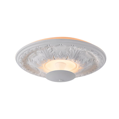 19.7-inch Round Gypsum Relief Dimmable LED Flush Mount Ceiling Light