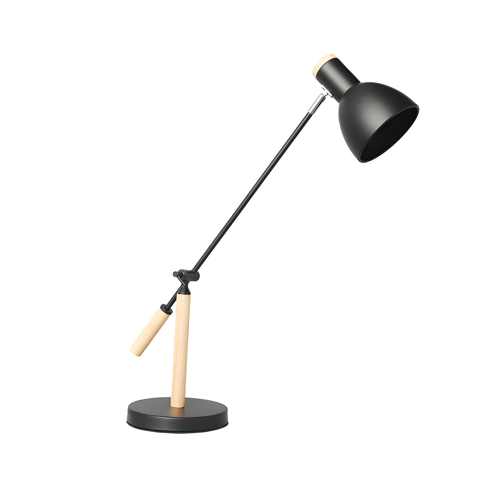 Adjustable Rotatable Wood and Metal Reading Desk Lamp for Modern Spaces