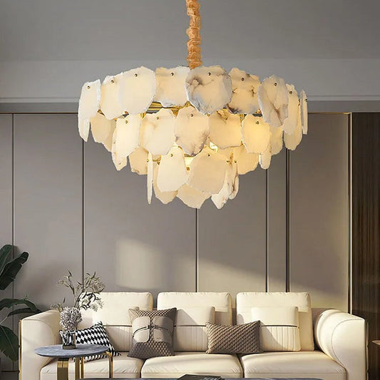 3-Tier Natural Marble Modern Chandelier