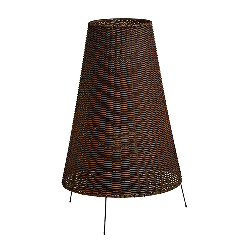 Rattan Shaded Tripod Metal and 1-Light Outdoor Floor Lamp