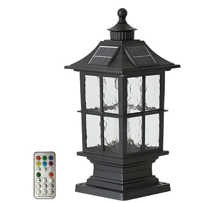 Waterproof Dimming LED Black Modern Solar Post Caps Light with Remote Control