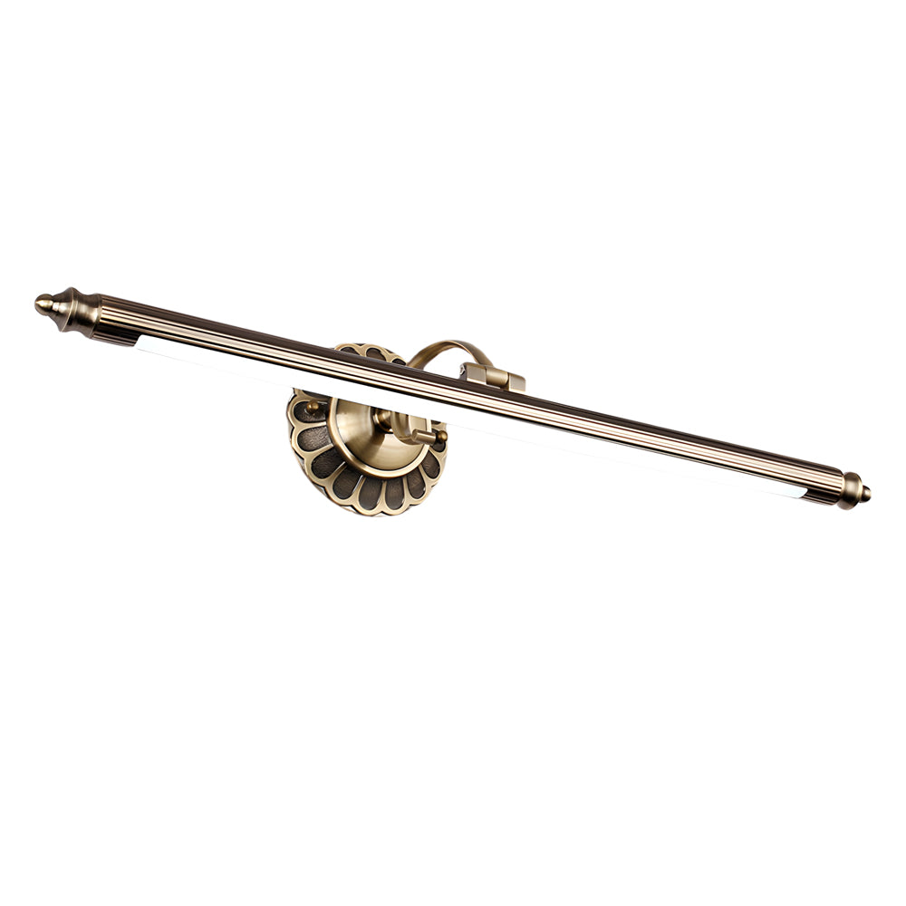 Retro Cylinder LED Bathroom Vanity Light with Flower Accents in Bronze Finish