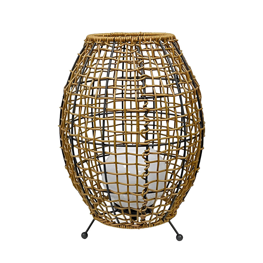 Waterproof Handmade Rattan LED Minimalist Rustic Style Solar Floor Lamp