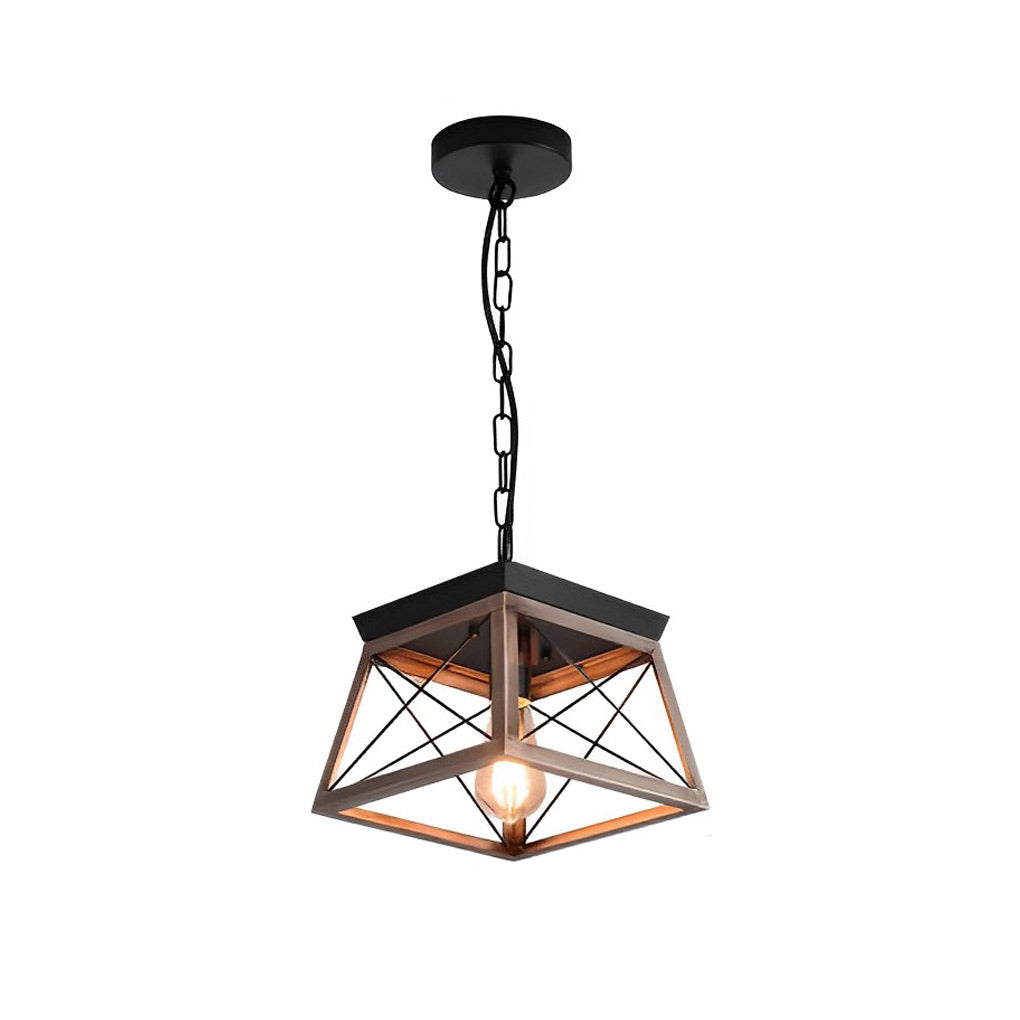 Geometric Iron Adjustable Height Retro Industrial Style Chandelier Light