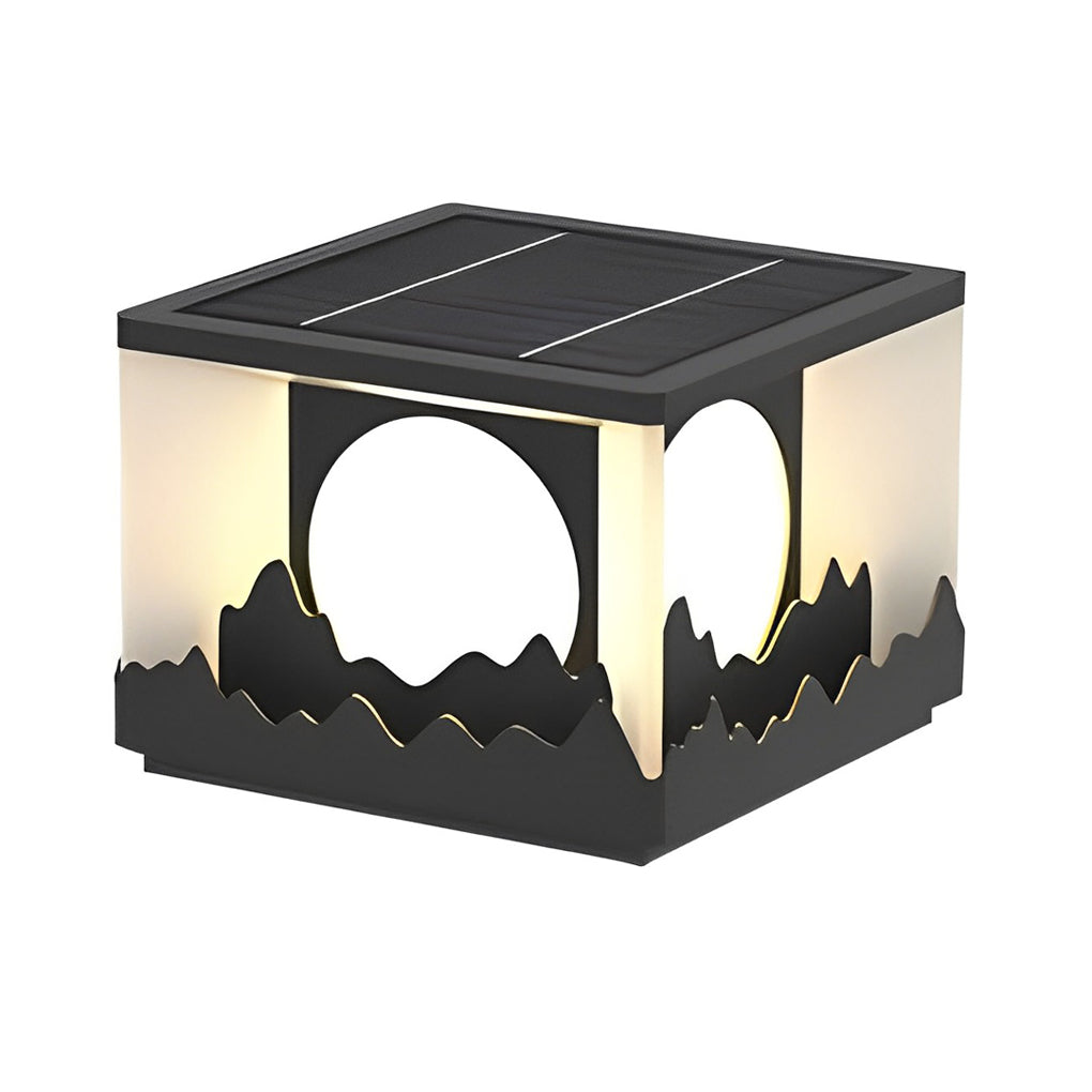 Mountain Scenery Design Waterproof LED Modern Solar Fence Post Lights