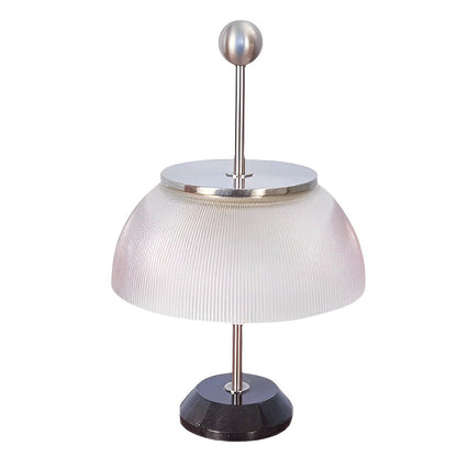 Ribbed Glass Bowl and Metal Italian Accent Table Lamps