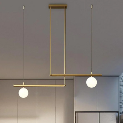 Minimalist Modern Linear Globe Pendant Lighting Copper Glass Kitchen & Dining Room Light