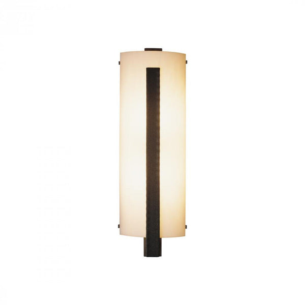 Vertical Bar Wall Sconce, 2-Light, Natural Iron, White Art Glass, 23.25"H (206730-SKT-20-BB0401 A8PX6)