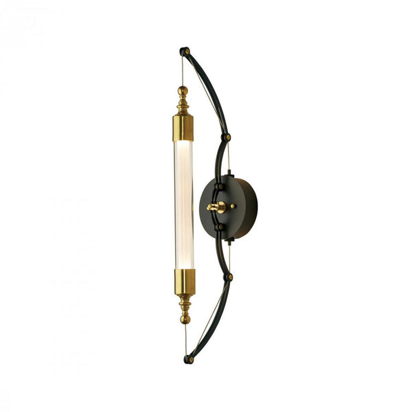 Wall Sconce, 2-Light, Brass w/ Black, Clear Glass with Frost, 26.5"H (207901-SKT-31-YE0489 3WALRL)