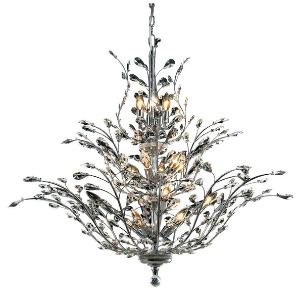 Orchid Chrome Eighteen-Light 41-Inch Chandelier with Royal Cut Clear Crystal