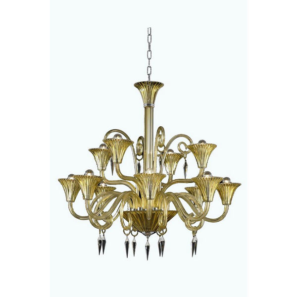 Symphony Yellow 12-Light Chandelier with Elegant Cut Crystal