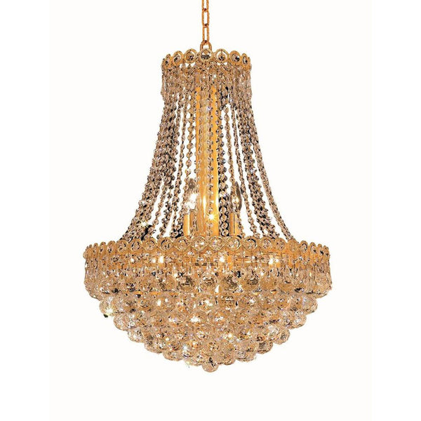 Century Round Gold Twelve-Light 20-Inch Chandelier with Royal Cut Clear Crystal