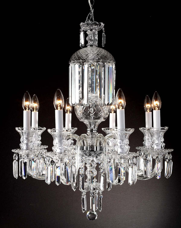 8 Lights Bohemian Crystal chandelier in polished chrome finish