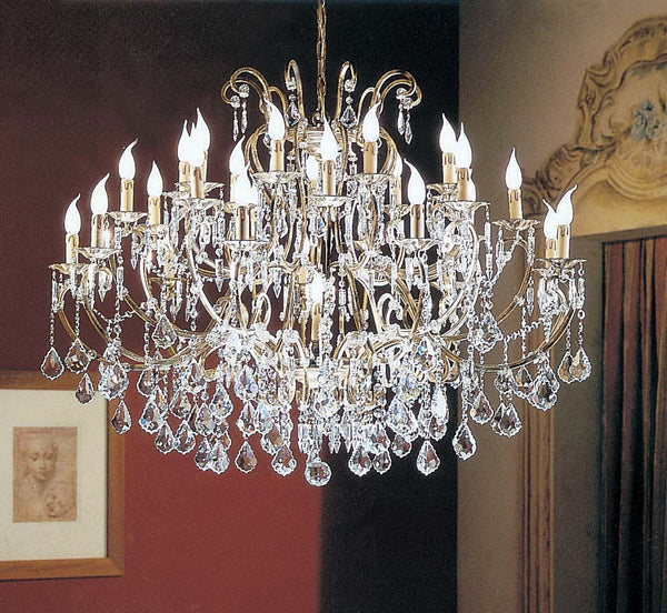 28 Light Versailles crystal Chandeliers dressed with crystal pendants