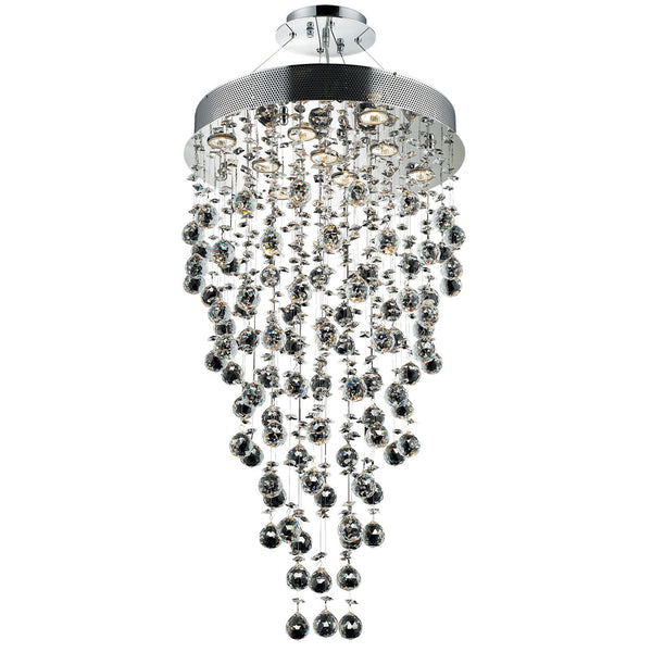 Galaxy Chrome Nine-Light 20-Inch Semi Flush Mount with Royal Cut Clear Crystal