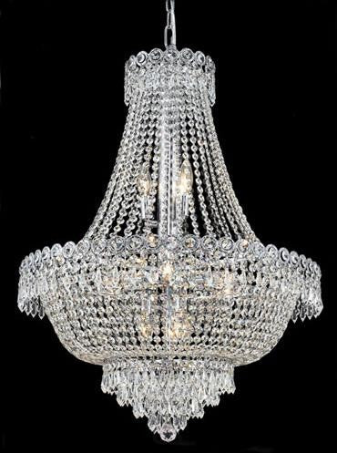 Chrome Twelve-Light 24-Inch Chandelier with Royal Cut Clear Crystal