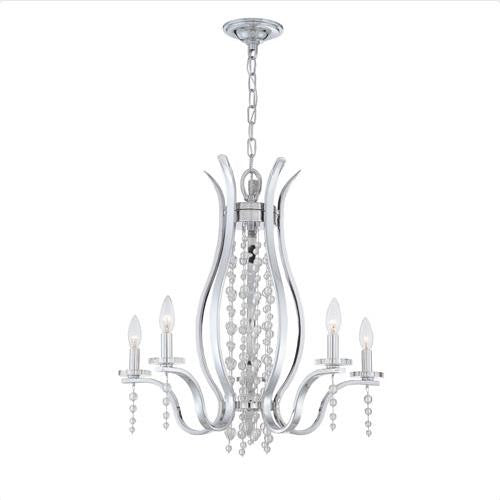 Chrome Five-Light Chandelier with Glass Balls