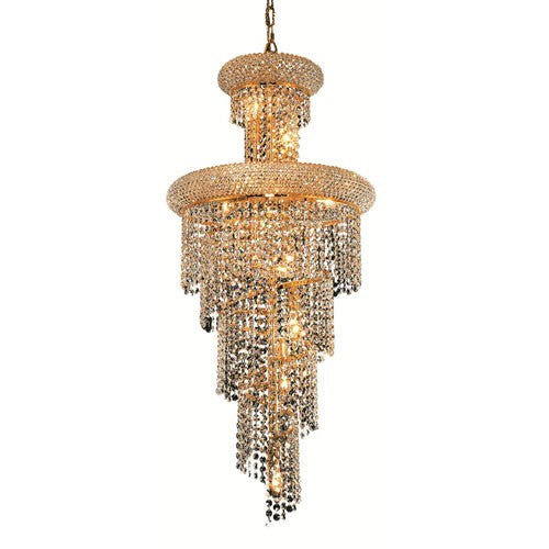 Gold Ten-Light 16-Inch Chandelier with Royal Cut Clear Crystal