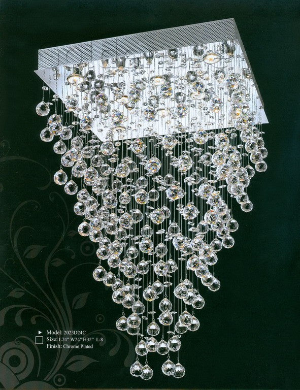 Square base contemporary crystal chandelier