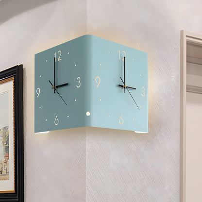 Square Metal Silent Backlit LED Corner Wall Clock Modern Wall Decor