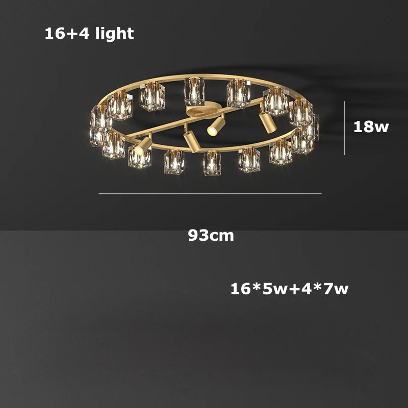 Multi-Light Crystal Ceiling Light Fixture