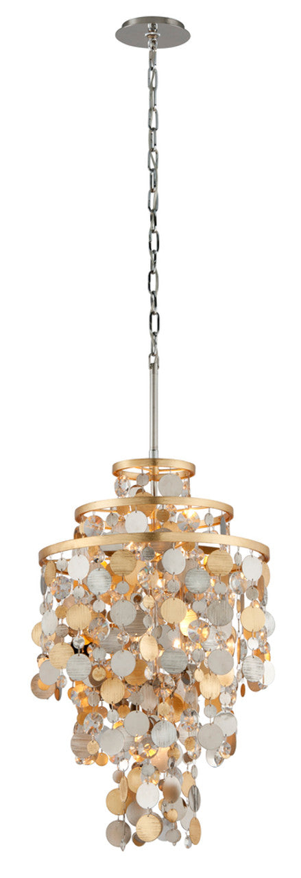 Pendant, 5-Light, Gold Silver Leaf & Stainless Steel, Gold And Silver Leaf Shade, 18"W (215-45 8YKN)