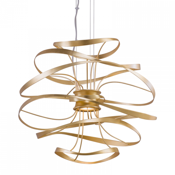 Pendant, 2-Light, LED, Gold Leaf With Polished Stainless, 26"Dia (216-42-GL/SS 94GN)