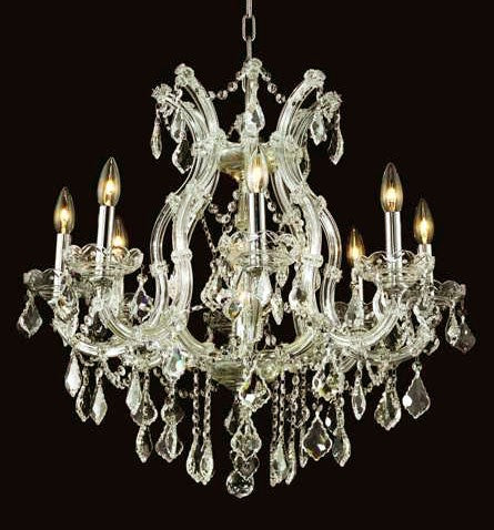 Chrome plated crystal maria theresa chandelier 8+1 lights