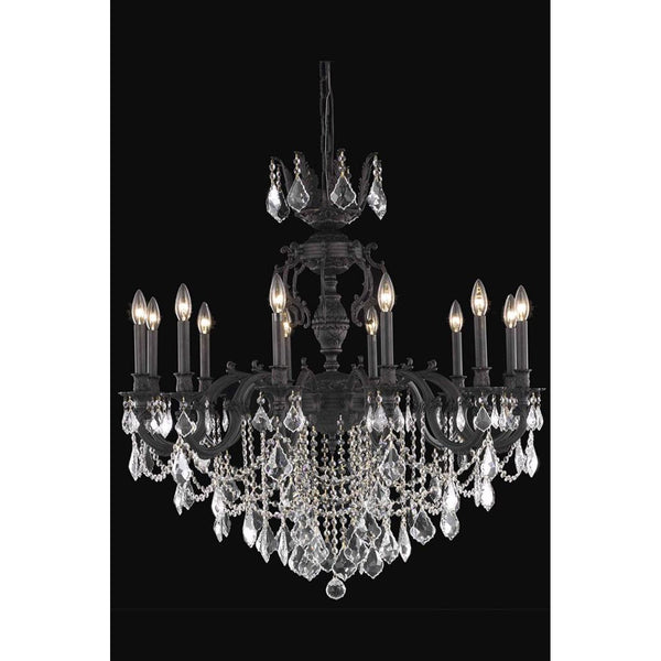 Dark Bronze 12-Light Chandelier with Royal Cut Crystal