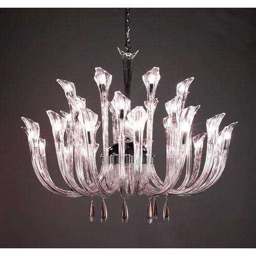 Inspiration Chrome Thirty Two-Light Chandelier with Golden Teak Crystal Accents