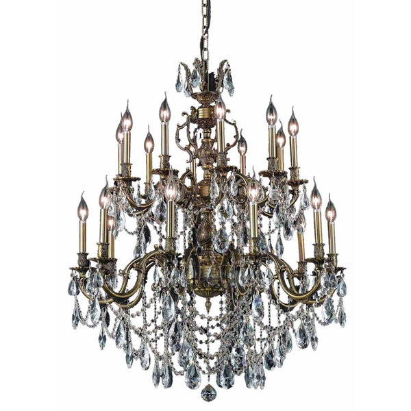 Marseille Bronze Twenty-Light Chandelier with Clear Royal Cut Crystals