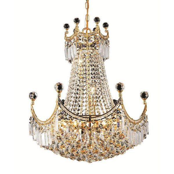 Corona Gold Nine-Light 20-Inch Chandelier with Royal Cut Clear Crystal