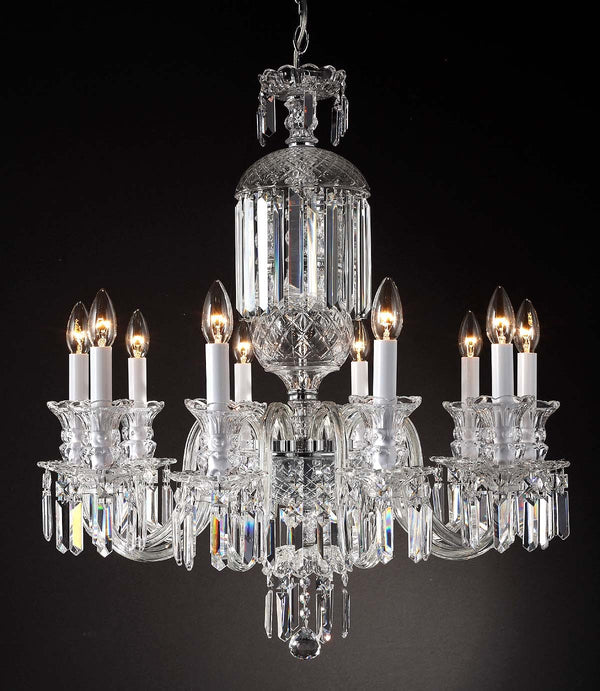 10 Lights Bohemian Crystal chandelier in polished chrome finish