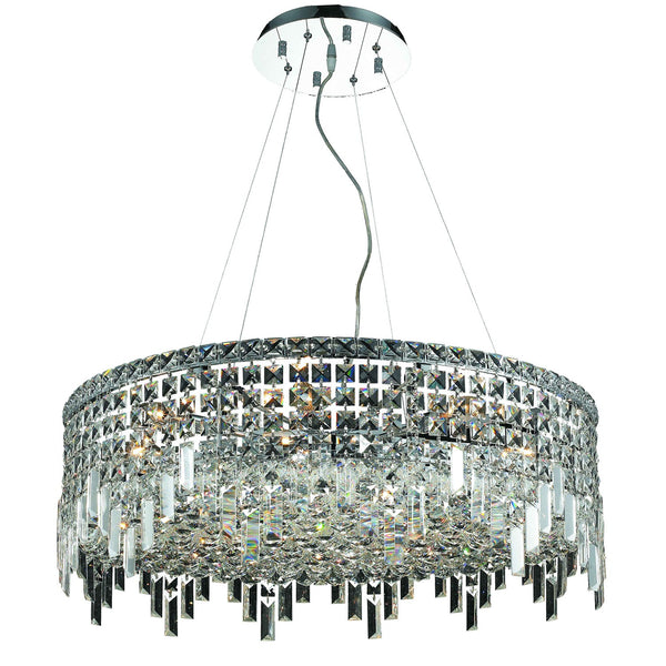 Maxim Chrome Twelve-Light 28-Inch Pendant with Royal Cut Clear Crystal