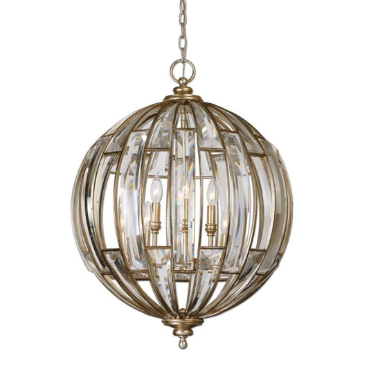 Vicentina 6-Light Pendant in Burnished Silver Champagne Leaf