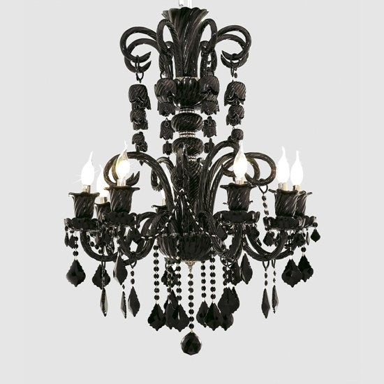 8 Lights Bohemian Crystal chandelier in black finish