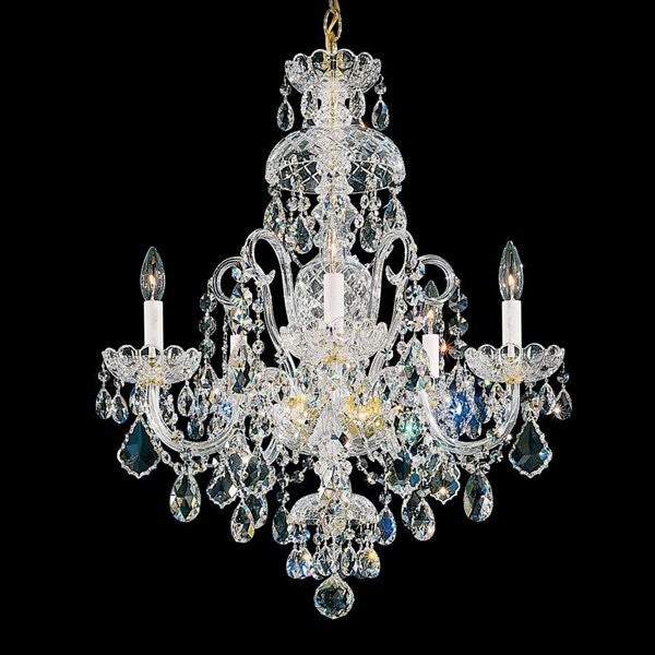 Polished chrome 5 Light traditional crystal Chandelier