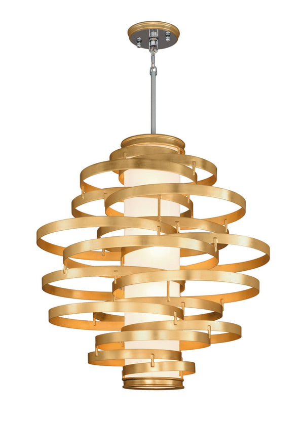 Pendant, 6-Light, LED, Gold Leaf, Opal White Shade, Extra Large, 45"W (225-76 8ZJ5)