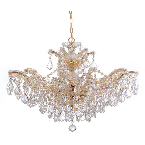 Gold Six-Light Convertible Chandelier with Swarovski Elements Crystals