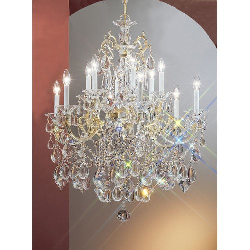 Via Venteo Champagne Pearl Twelve-Light Chandelier with Crystal Accents