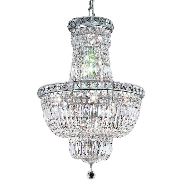 Tranquil Chrome Twelve-Light 18-Inch Chandelier with Royal Cut Clear Crystal