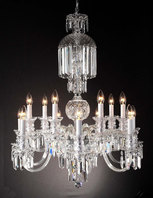 14 Lights Bohemian Crystal chandelier in polished chrome finish