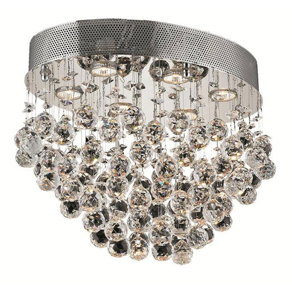 Galaxy Chrome Six-Light 14-Inch Flush Mount with Royal Cut Clear Crystal