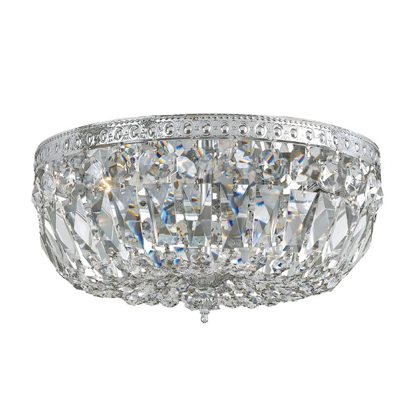 Polished Chrome Three-Light Crystal Basket Flush Mount with Swarovski Spectra Crystal