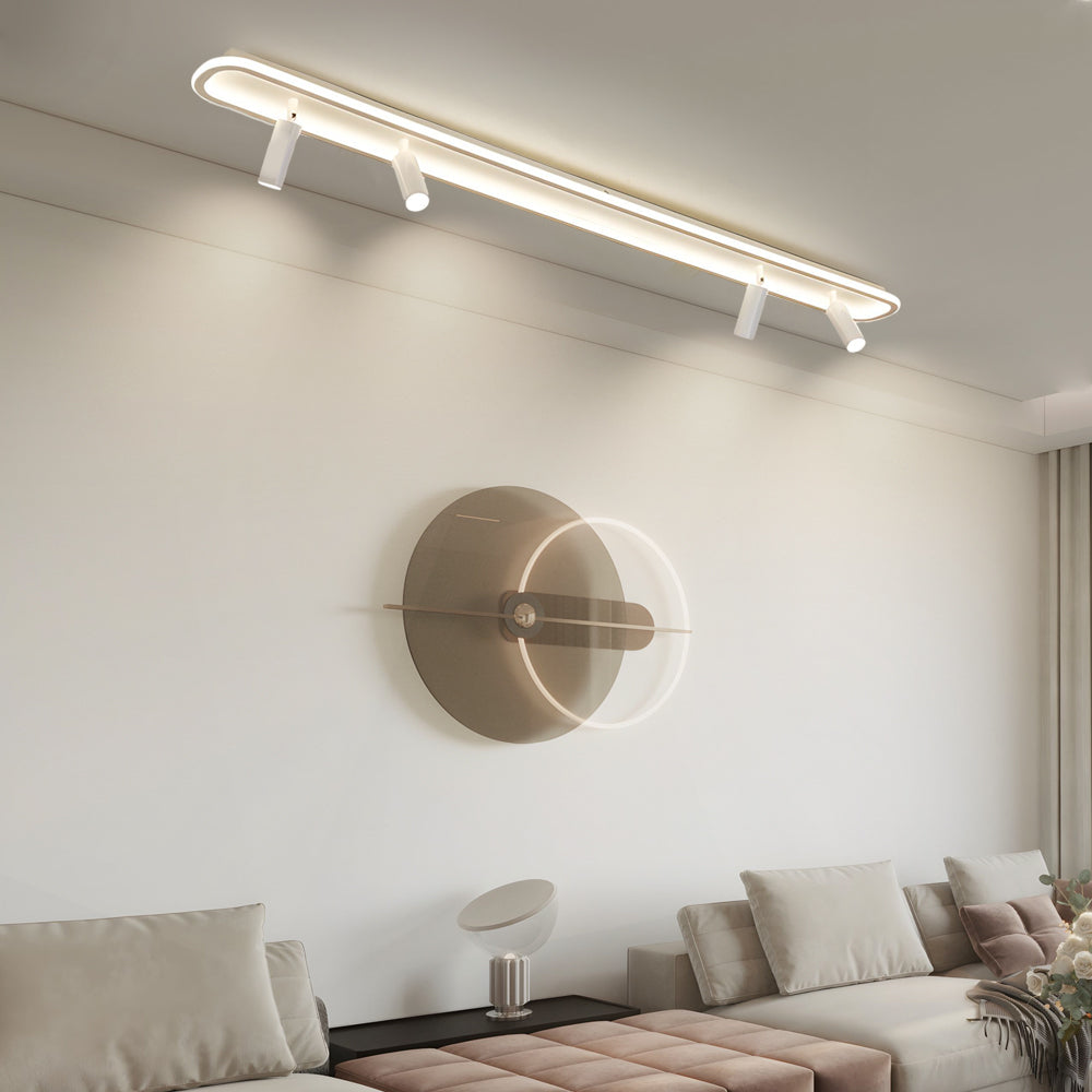 Long Rectangular LED 3 Step Dimming Modern Ceiling Light with Spotlight