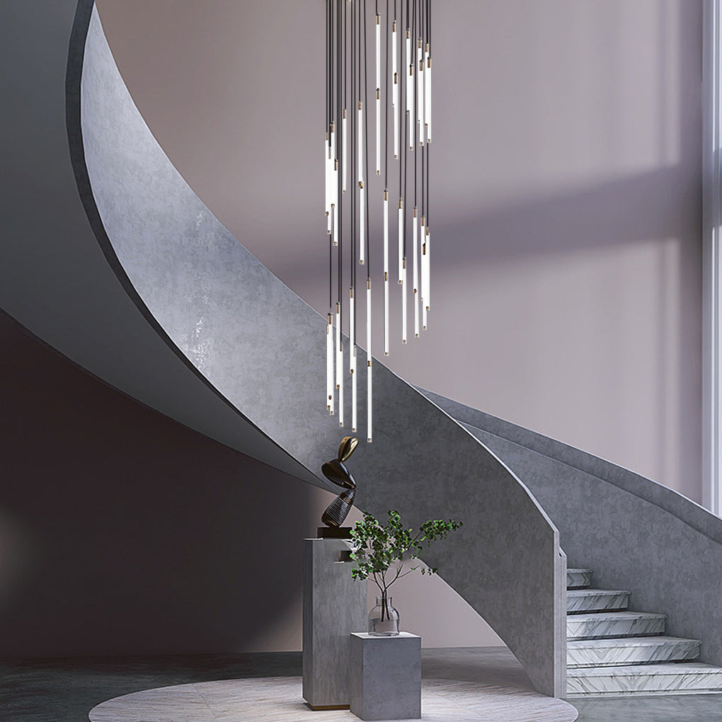 Spiral Creative Long Strip LED Modern Duplex Staircase Chandelier Light