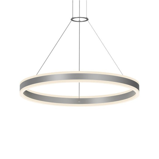 Double Corona�?Pendant Light in Bright Satin Aluminum