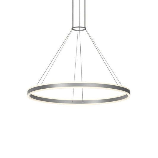 Double Corona�?Pendant Light in Bright Satin Aluminum