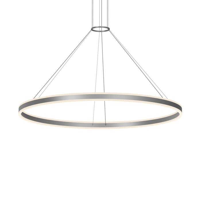 Double Corona�?Pendant Light in Bright Satin Aluminum