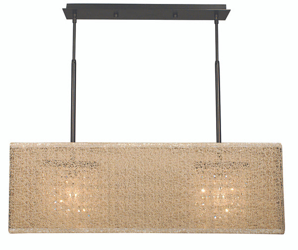 Chandelier, 2-Light, Mahogany Bronze with Champagne , Champagne Mesh over Clear Styrene Shade, 33"W (2332 MB/CM R7M2)